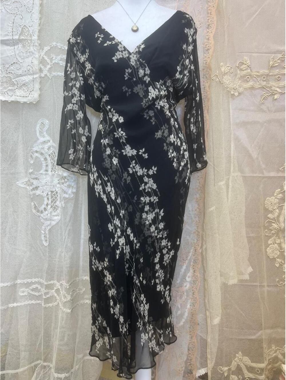 NWT Sheer Flowy & Drapey Floral Dress by ECI